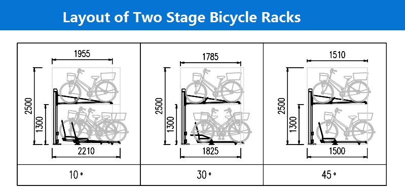 Layout of two stage bike racks