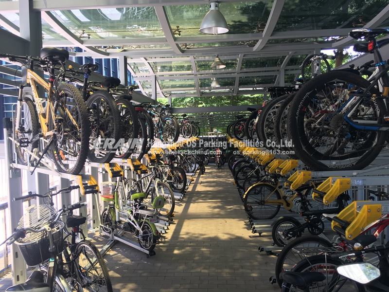 Two stage bike racks in Tencent building