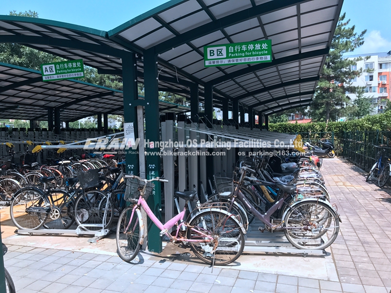 Bike racks with shelter